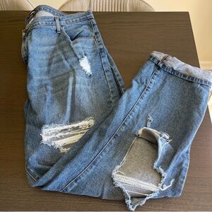 NWOT Fashion Nova Tall Hometown Cutie Destroyed Mom Jeans - Medium Blue Wash